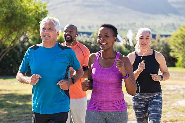 Diverse, middle-aged joggers
