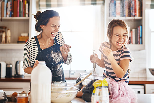 Mom and daughter in kitchen