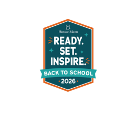 Horace Mann Ready. Set. Inspire. Back to School 2026 logo featuring a shield design with teal and orange accents.