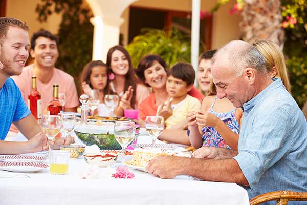 Large family at outside dinner